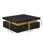 Modern Black Square Storage Coffee Table With 4 Drawers - Grand Goldman Shop