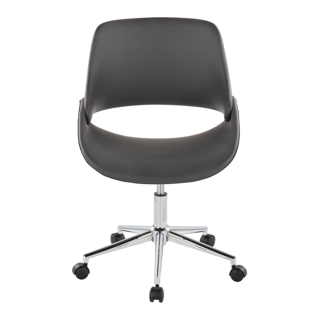 Contemporary Office Chair in Chrome Metal and Grey Faux Leather - Grand Goldman