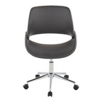 Contemporary Office Chair in Chrome Metal and Grey Faux Leather - Grand Goldman