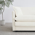 Comfy Deep Single Seat Sofa Upholstered Reading Armchair Living Room Chair White Chenille Fabric , 1 Toss Pillow - Grand Goldman Shop