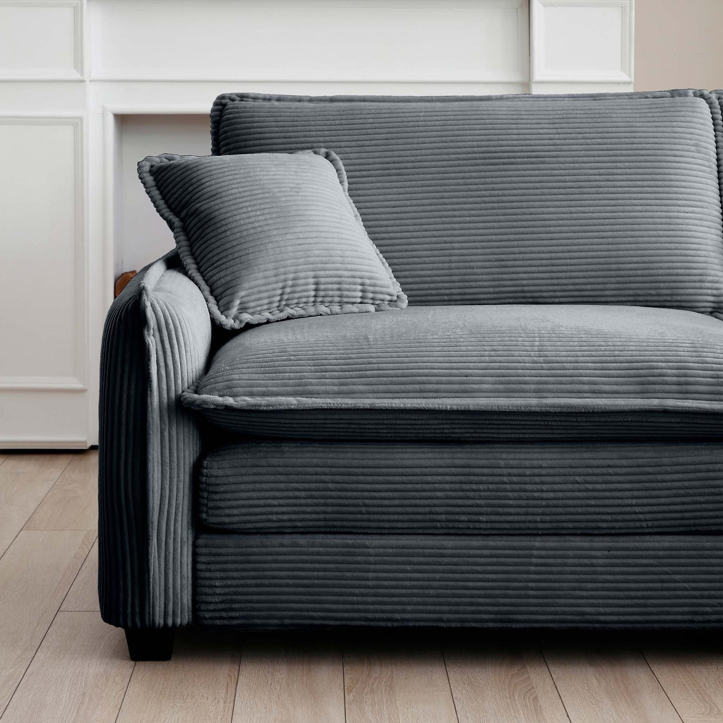 Ottoman Footstool in Corduroy Fabric, Can be Used with 2 Seater Sofas, 3 Seater Sofas and 4 Seater Sofas,Grey Corduroy Fabric - Grand Goldman Shop