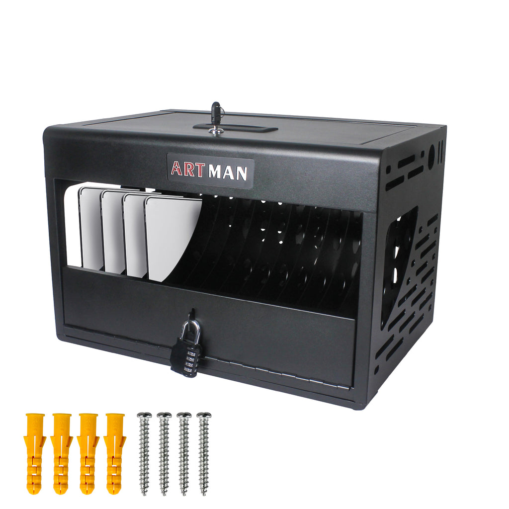 Stylish 16 Bay Charging Cabinet for Laptop, Chromebook, Locking Charging Station-Black - Available at Grand Goldman