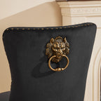 Mid-Century Modern Chairs with Lion Head Pull Ring,High-end Tufted Solid Wood Contemporary Velvet Upholstered Dining Chair with Golden Wooden Legs Nailhead Trim 2-Pcs Set,Black,SW1201BK - Grand Goldman Shop