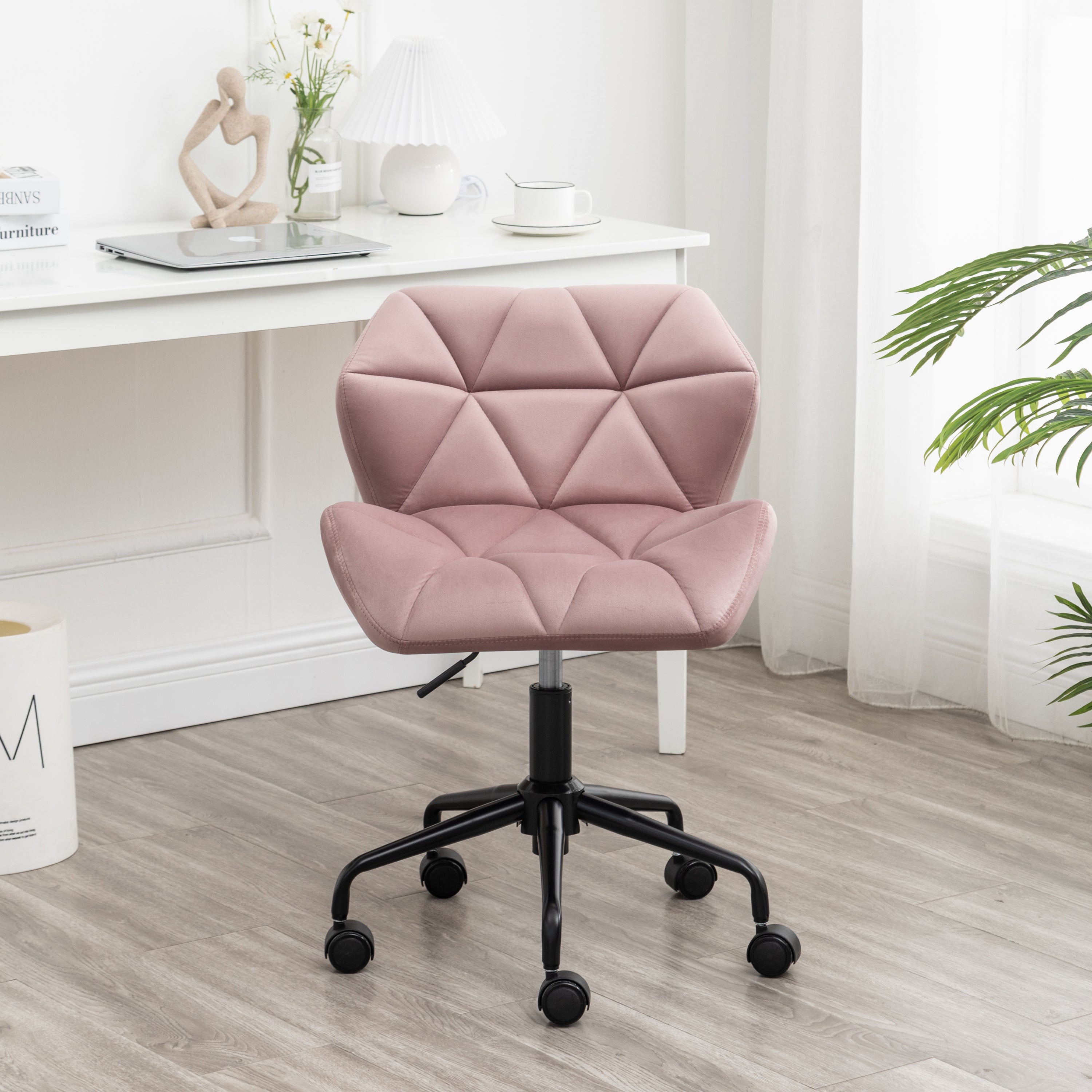 Eldon Diamond Tufted Adjustable Swivel Office Chair, Mauve - Grand Goldman