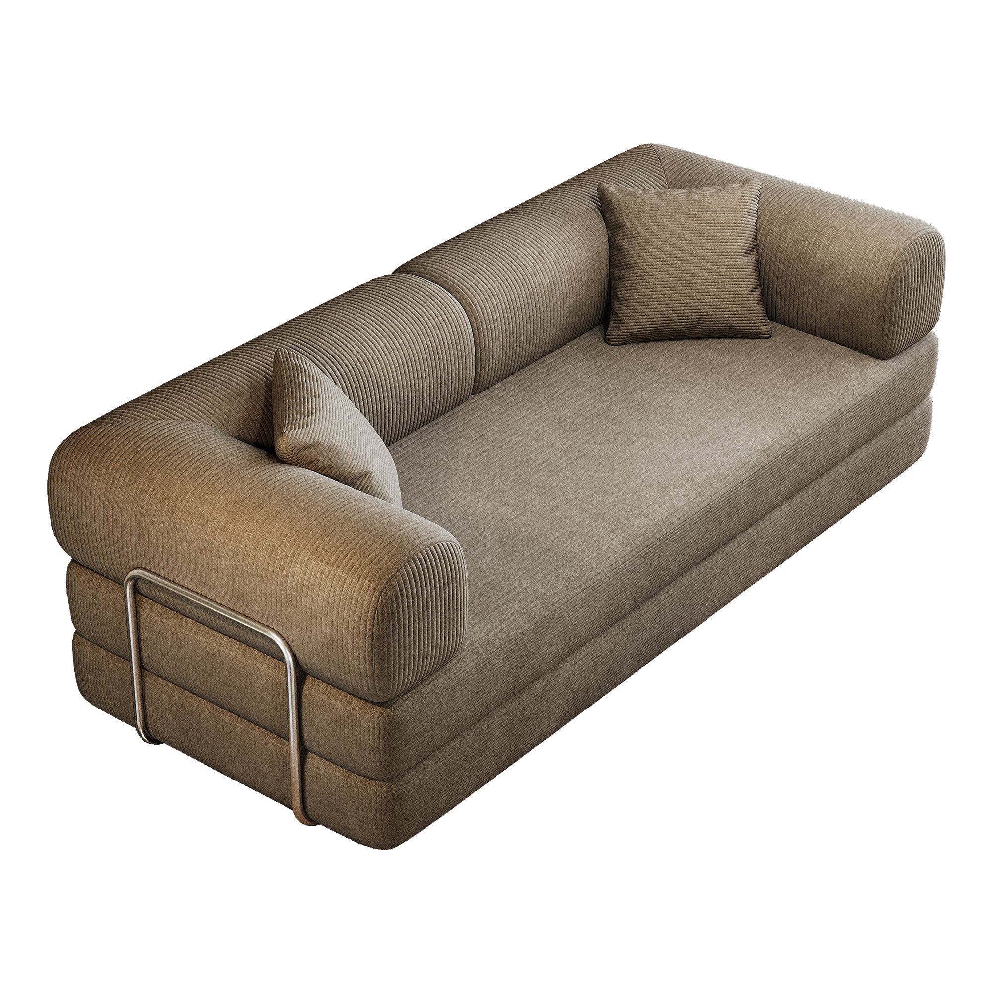 78.8' Compression Sofa,Convertible Floor Sofa Bed-with Pillow Back Support Armrest,Comfy Futon Couch Sleeper Bed,Loveseats Boneless Modular Sectional Sofa,Corduroy fabric,for Living Room,Bedroom,Camel - Grand Goldman Shop