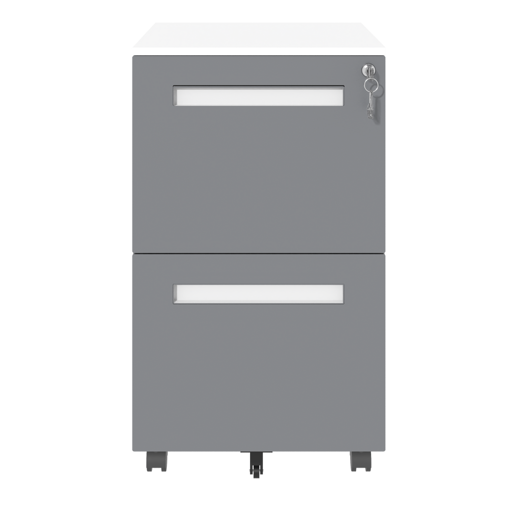2-Drawer Mobile File Cabinet with Lock, All-Steel Metal Storage Cabinet on 360° Wheels, White Finish, Holds A4/Letter/Legal F