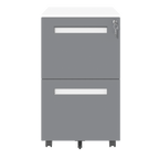 2-Drawer Mobile File Cabinet with Lock, All-Steel Metal Storage Cabinet on 360° Wheels, White Finish, Holds A4/Letter/Legal F