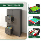 Sleek Black Metal Storage Vertical Filing Cabinet with Lock, 4-Drawer and 1-Door Steel File Locker for Home Office | Premium 