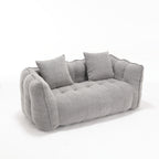 Cozy Beanbag Chair with High Resilience Foam Core for Two - Grey Chenille, 66x35x25 inches - Grand Goldman Shop