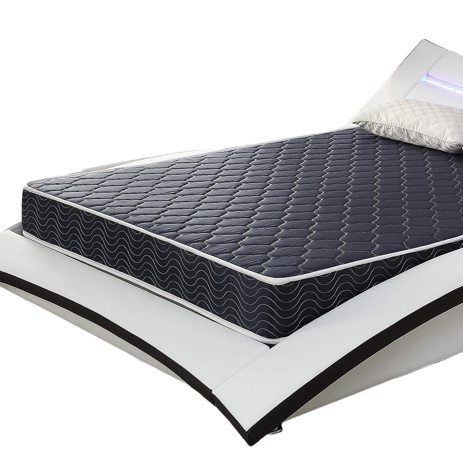 6-inch waterproof  high-density foam mattress with navy blue diamond-quilted breathable fabric. Quilting ensures both style and airflow for cool sleep.Full size(Ship randomly with black edge or white) - Grand Goldman Shop