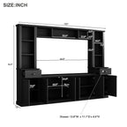 Minimalist Entertainment Wall Unit Set with Bridge for TVs Up to 75'', Ample Storage Space TV Stand with Adjustable Shelves, Modernist Large Media Console for Living Room, Black - Grand Goldman Shop