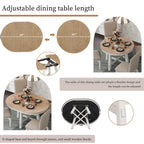 TREXM Farmhouse Round Extendable Dining Table with 16' Leaf Wood Kitchen Table (Oak Natural Wood + Antique White) - Grand Goldman Shop