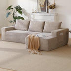 96.9' Cloud Sectional Couch with L-Shape Chaise,Modern Modular Sofa with Deep Seat, Upholstered Couches for Living Room Bedroom,No Assembly Required, (Corduroy Fabric),Camel,Right - Grand Goldman Shop