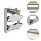 Shoe Rack Dublin, One Open Shelf, Two Extendable Cabinets, Light Oak / White Finish - Grand Goldman Shop