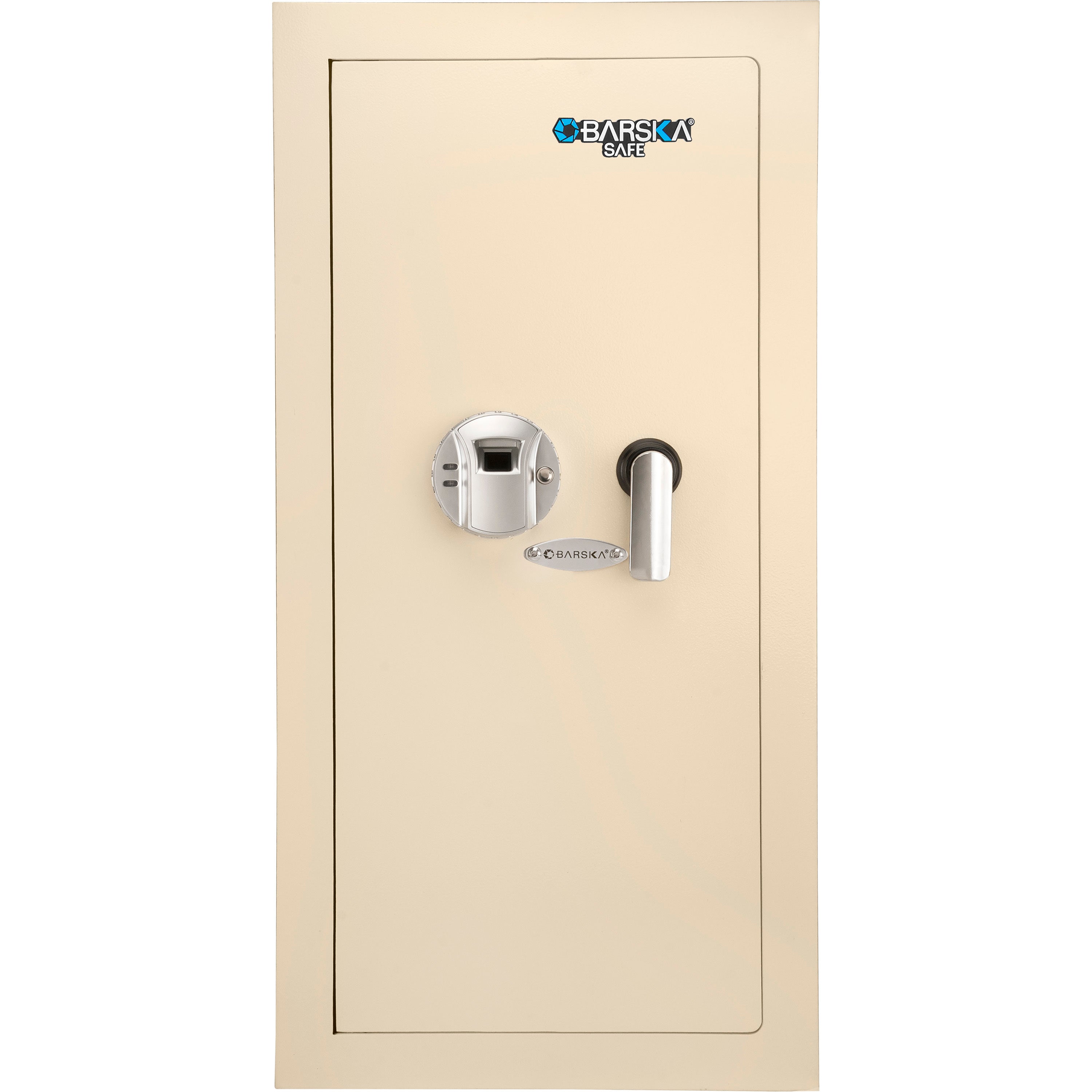 Biometric Wall Safe with Left Open Door in Beige Steel, 0.82 Cubic Ft - Grand Goldman