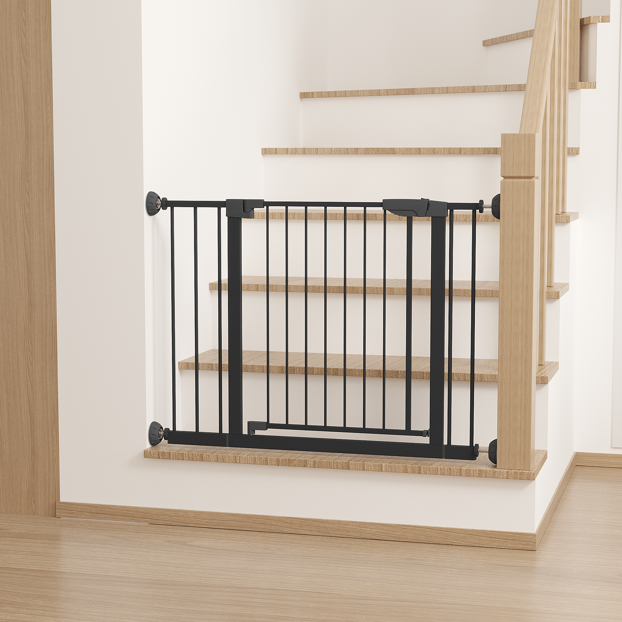 29.5-45.3' Wide Baby Gate with wall protector for Stairs, Dog Gate Indoor for Doorways, No Drilling Pressure Mounted Pet Gate