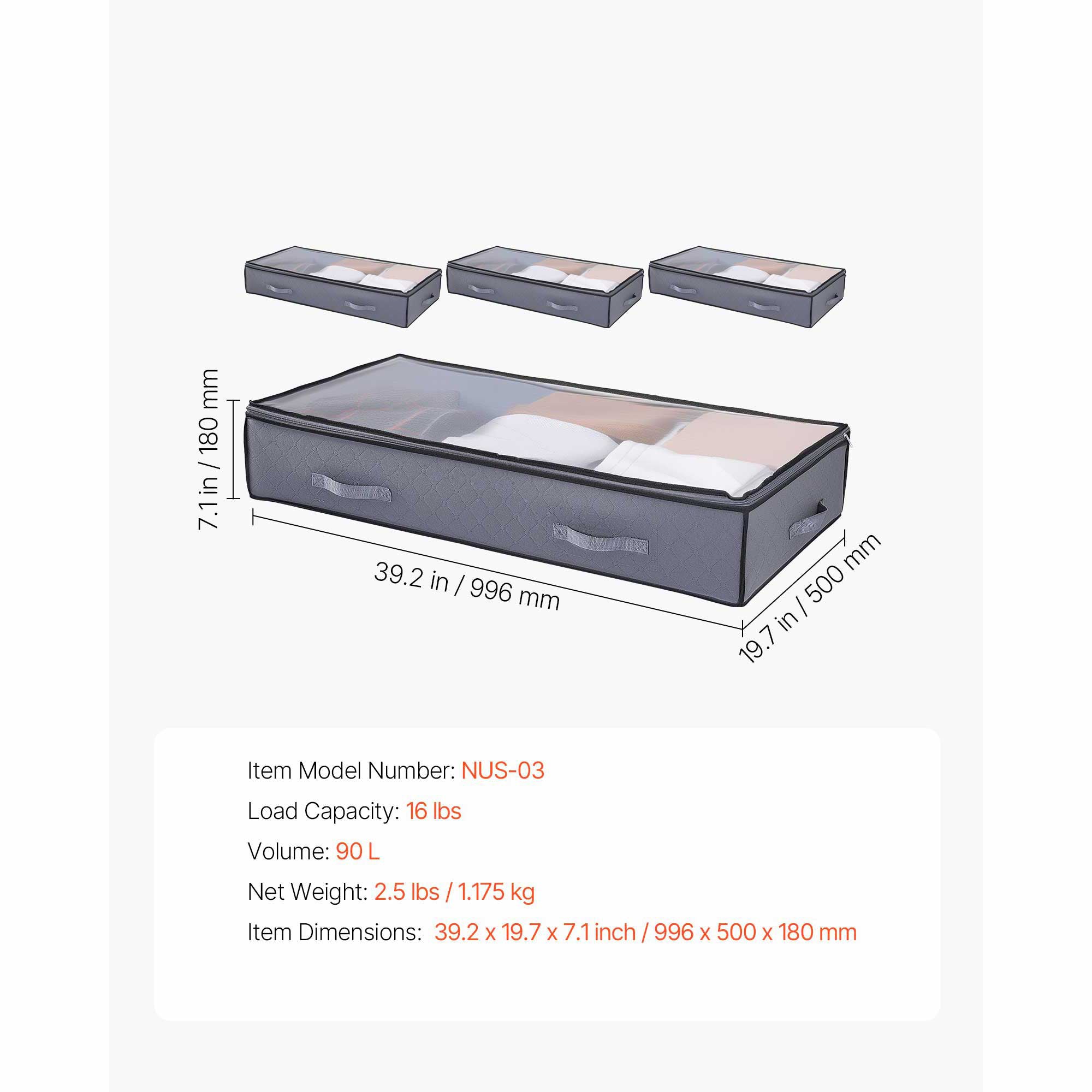 Under Bed Storage 90L Stackable Shoes Organization Box with Clear Lid 2 Pack - Grand Goldman Shop