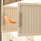 Portable Wardrobe Closet Storage Organizer with 17 Magnetic Doors, 17 Cubes, Hanging Rod & 6 Hangers, Creamy White Polypropylene Closet for Clothes, Baby Items, and Household Storage - Grand Goldman Shop