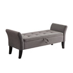 51.5' Bed Bench with Storage Grey Velvet - Grand Goldman Shop