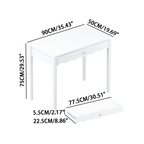 White 35.43' Vanity Desk with Drawer – Modern Makeup Table with Scalloped Front & Gold Knob, Compact Writing Desk with 4 Sturdy Legs for Bedroom, Small Home Office & Apartment Spaces - Grand Goldman Shop