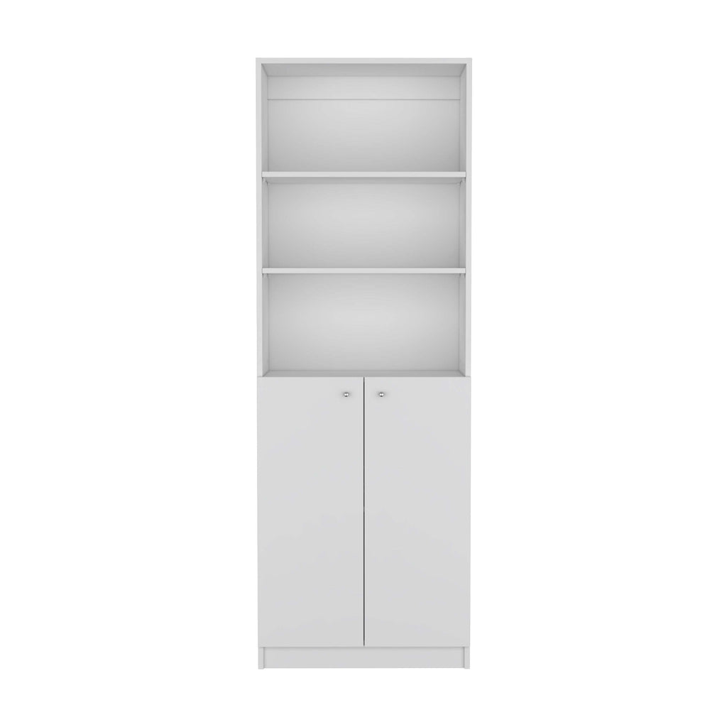 Home 2-Door Bookcase, Modern Storage Unit with Dual Doors and Multi-Tier Shelves -White -Office - Grand Goldman