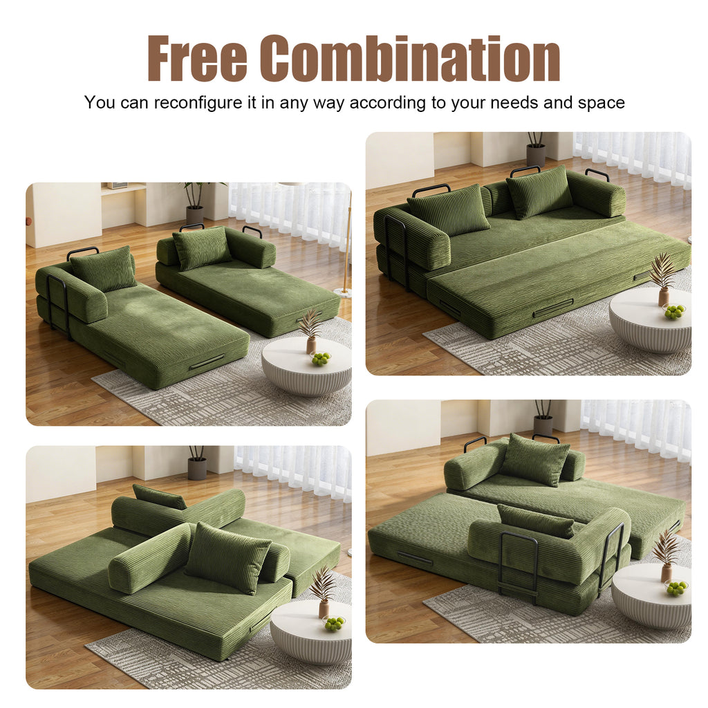 78 Inch Convertible Sleeper Sofa Bed, Futon Boneless Couch Lounge Loveseat with Pull Out Bed, No Assembly Required - Grand Goldman Shop