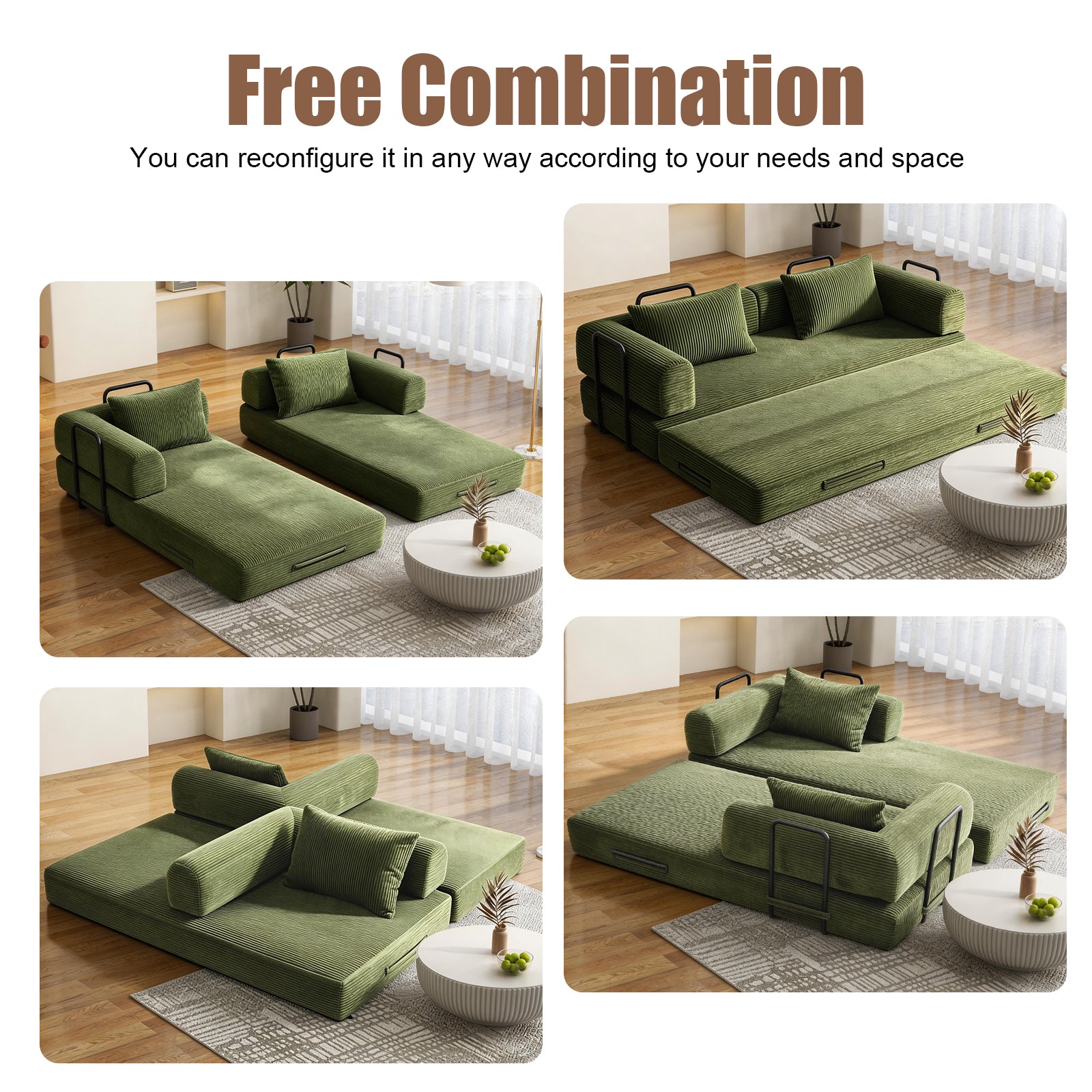 78 Inch Convertible Sleeper Sofa Bed, Futon Boneless Couch Lounge Loveseat with Pull Out Bed, No Assembly Required - Grand Goldman Shop