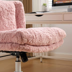 W26.4 inch Wider seat Office Chair,Artificial rabbit hair Home Office Chair with Metal Base,Adjustable Desk Chair Swivel Offi