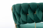 Set of 2  Bar Stools,with Chrome Footrest and Base Swivel Height Adjustable Mechanical Lifting Velvet + Golden Leg Simple Bar Stool-Green - Grand Goldman Shop
