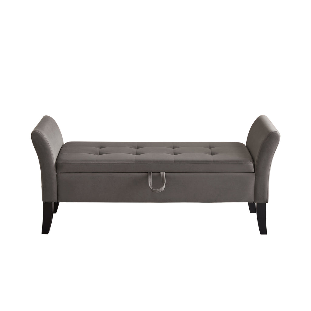 51.5' Bed Bench with Storage Grey Velvet - Grand Goldman Shop