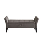 51.5' Bed Bench with Storage Grey Velvet - Grand Goldman Shop