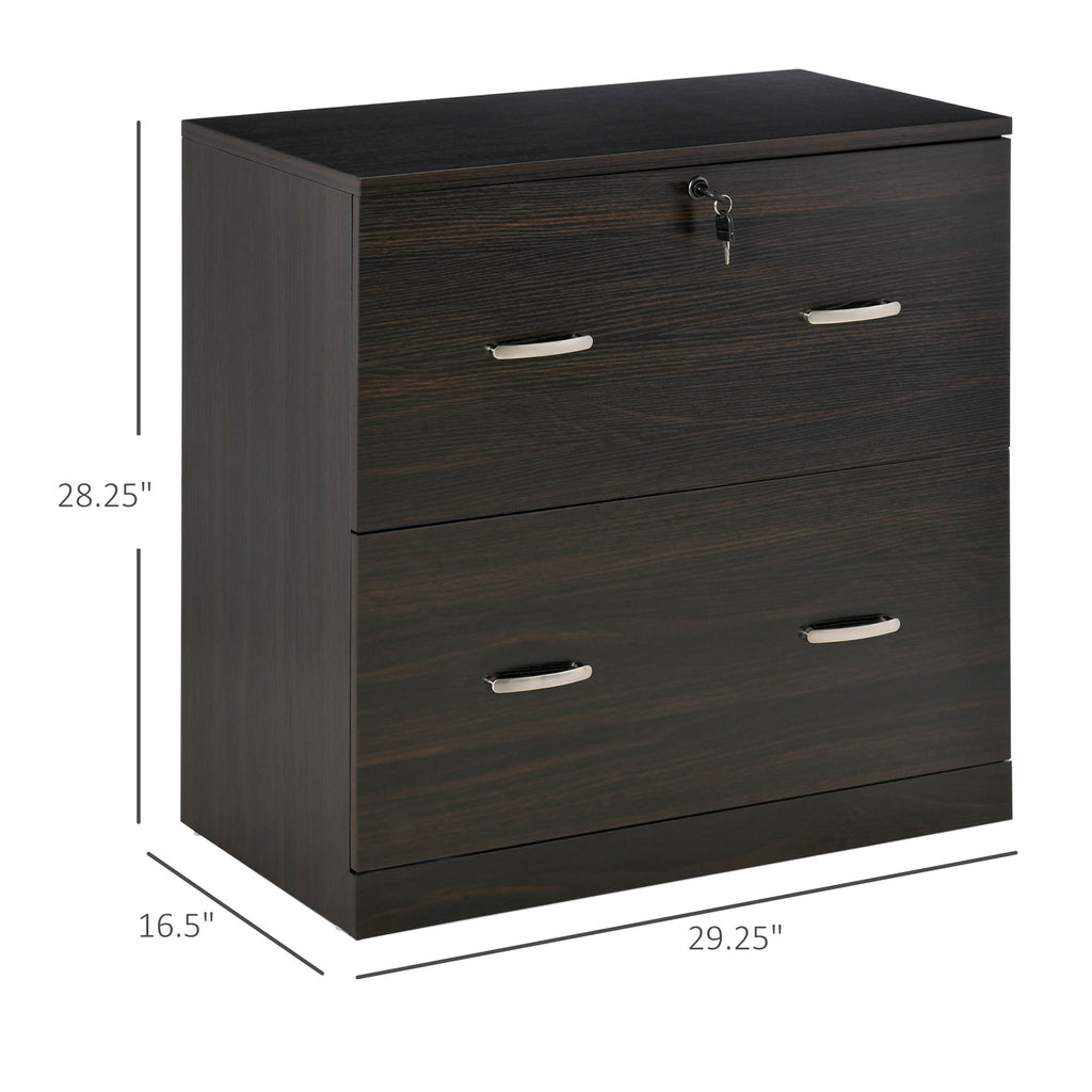 Vinsetto 2-Drawer File Cabinet with Lock and Keys, Vertical Storage Filing Cabinet with Hanging Bar for Letter Size, Home Off