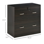Vinsetto 2-Drawer File Cabinet with Lock and Keys, Vertical Storage Filing Cabinet with Hanging Bar for Letter Size, Home Off