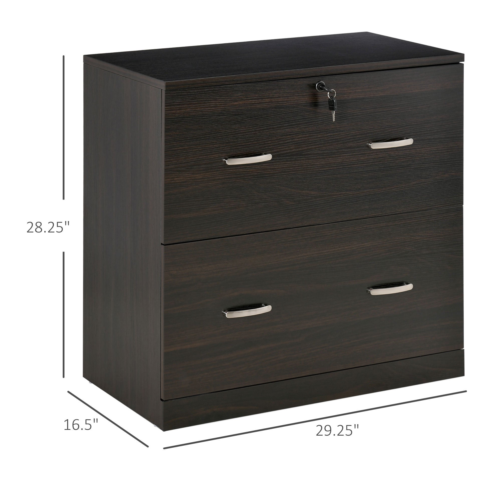 Vinsetto 2-Drawer File Cabinet with Lock and Keys, Vertical Storage Filing Cabinet with Hanging Bar for Letter Size, Home Off