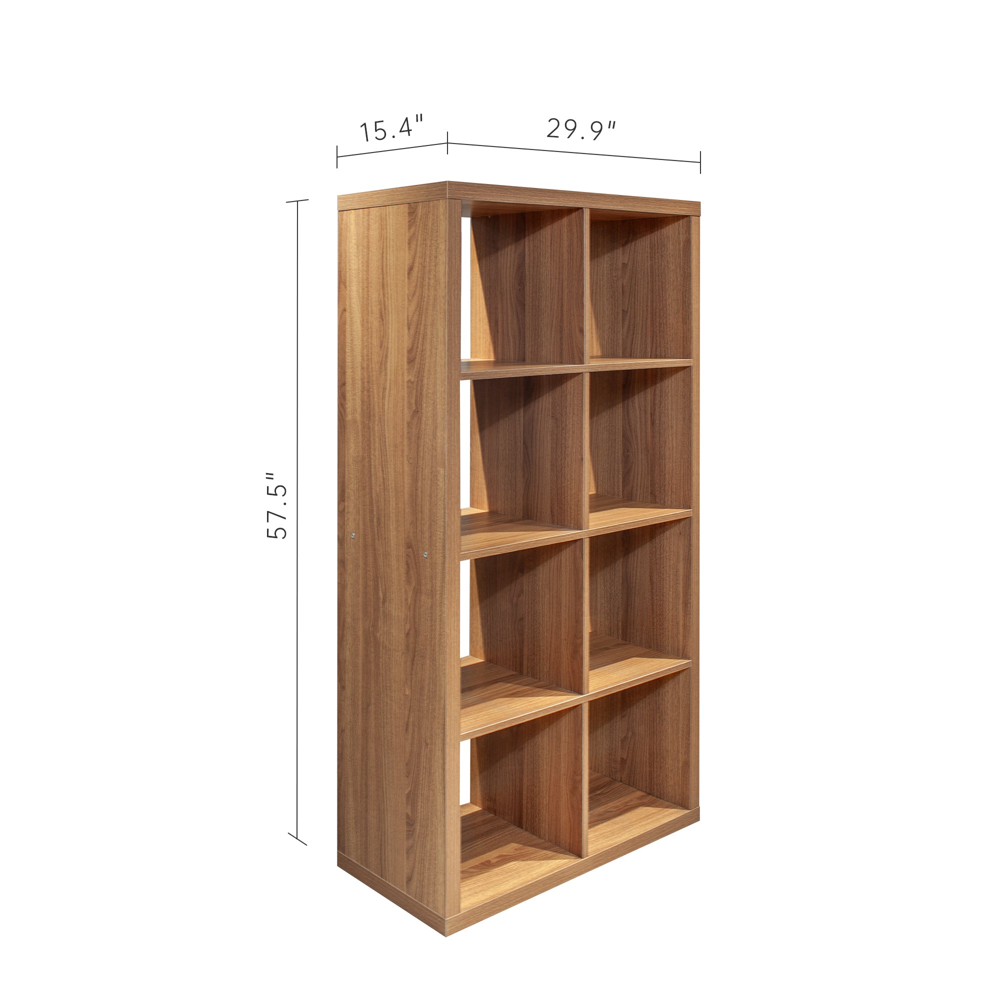 Smart Cube 8-Cube Organizer Storage with Opened Back Shelves,2 X 4 Cube Bookcase Book Shleves for Home, Office ,Walnut Color 