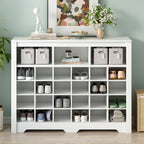 Sleek Design 24 Shoe Cubby Console, Modern Shoe Cabinet - Grand Goldman Shop