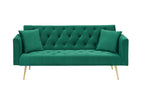 71 inch convertible love seat sofa, American retro  green velvet, suitable for small living room, bedroom, office - Grand Goldman Shop