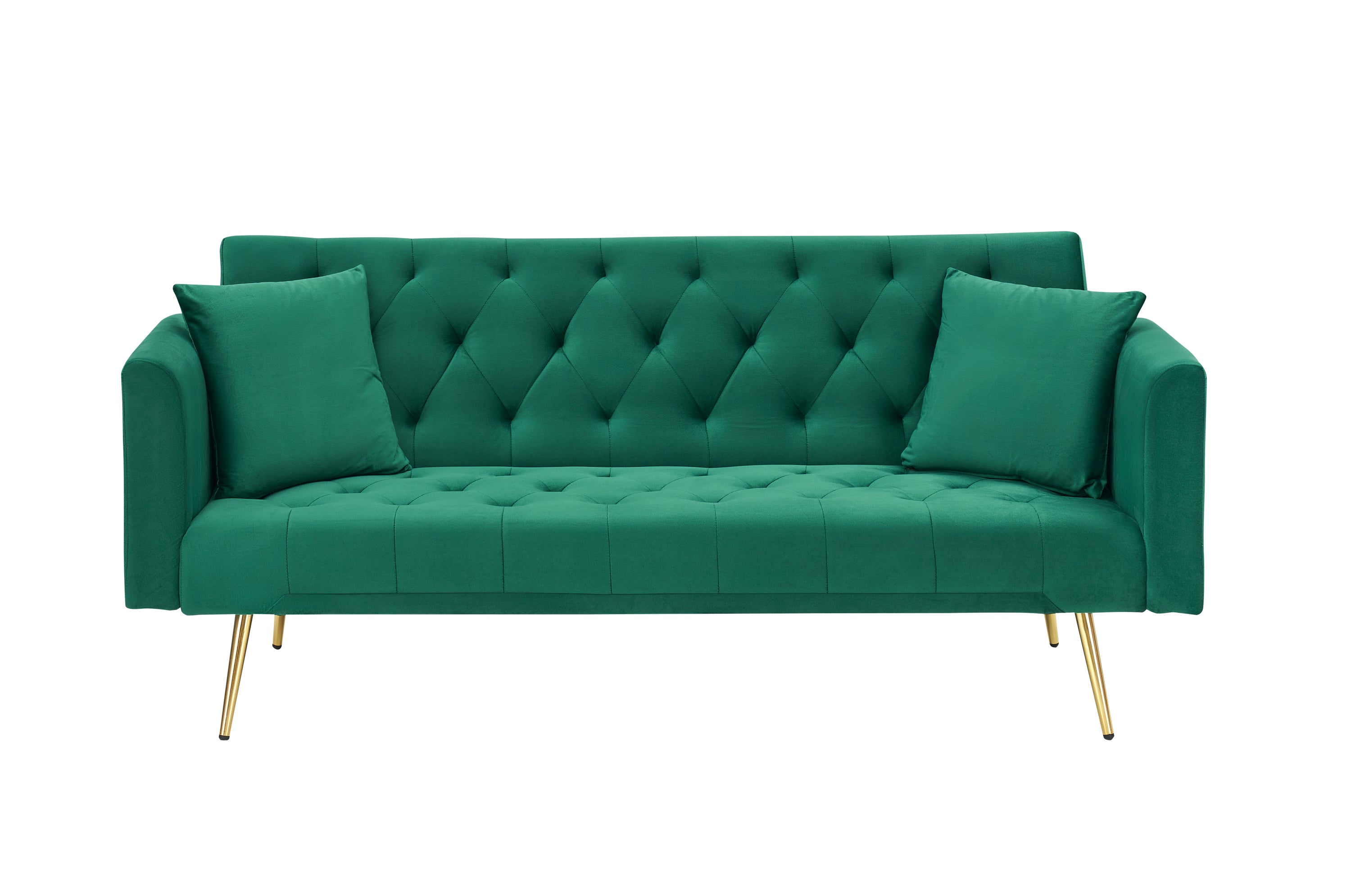 71 inch convertible love seat sofa, American retro  green velvet, suitable for small living room, bedroom, office - Grand Goldman Shop