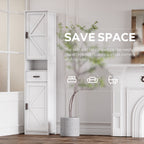 69' H Tall Bathroom Storage Cabinet with 2 Barn Doors and 1 Drawer, Narrow Storage Unit, Adjustable Shelves,Floor Cabinet for Bathroom, Living Room, Entryway,Kitchen,(White) - Grand Goldman Shop
