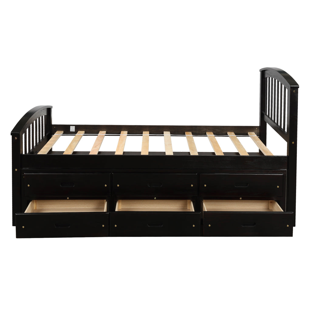 Orisfur. Twin Size Platform Storage Bed Solid Wood Bed with 6 Drawers - Grand Goldman Shop