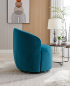 Velvet Fabric Swivel Accent Armchair Barrel Chair With Black Powder Coating Metal Ring,Teal - Grand Goldman Shop