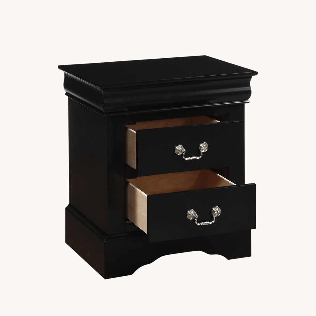 Louis Philippe III Black Finish Nightstand - Grand Goldman Shop
