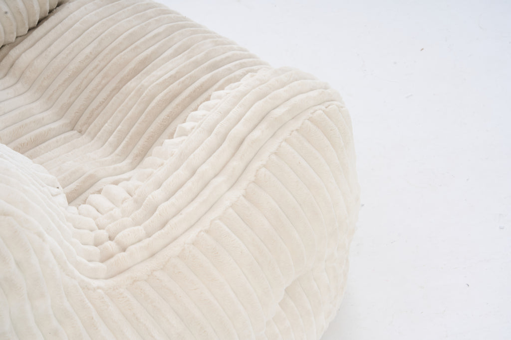010-Soft Fluffy Corduroy Fabric Bean Bag Chair Filled With Memory Sponge,Beige - Grand Goldman Shop