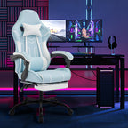 Gaming chair, Computer Chair Ergonomic Chair with Footrest Office Chair Ergonomic Computer Chair with Lumbar Backrest Bluewhi