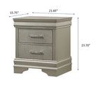 1pc Modern Glam Style Two Drawers Nightstand Champagne Finish Solid Wood Crystal-Like Diamond Tufted Crocodile Texture Bedroom Furniture - Grand Goldman Shop