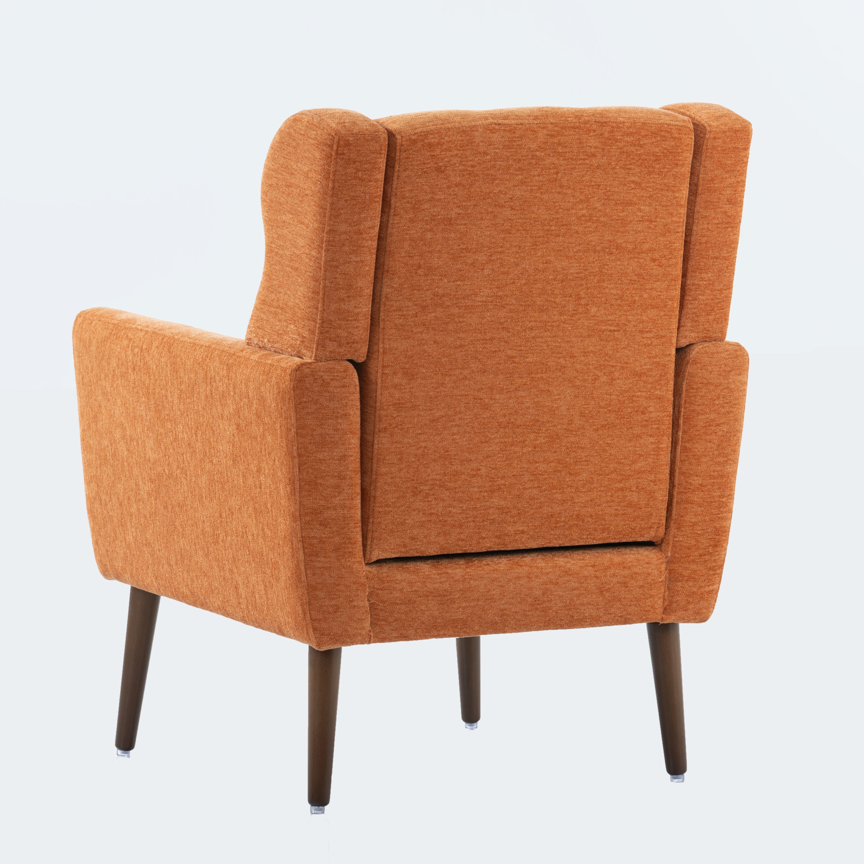 Modern Accent Chair,Chenille Arm Chairs for Living Room,Upholstered Mordern Armchair,Comfy Soft Padded Lounge Chair in Small Space, Bedroom, w/Pillow, Solid Wood Leg (Orange) - Grand Goldman Shop