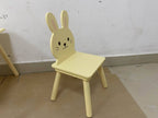 Kids Table and Chair Set with 2 Bunny Chairs, Children's Wooden Activity Table for Toddlers, Cute Animal Design Study Play Se