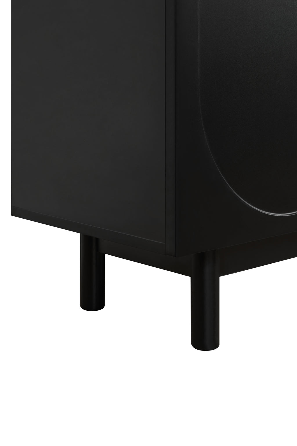 ON-TREND Graceful TV Stand with Arch Cabinets for TVs Up to 78'', Minimalist Entertainment Center with Solid Wood Legs, Practical Media Console with Adjustable Shelves for Living Room, Black - Grand Goldman Shop