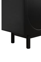 ON-TREND Graceful TV Stand with Arch Cabinets for TVs Up to 78'', Minimalist Entertainment Center with Solid Wood Legs, Practical Media Console with Adjustable Shelves for Living Room, Black - Grand Goldman Shop