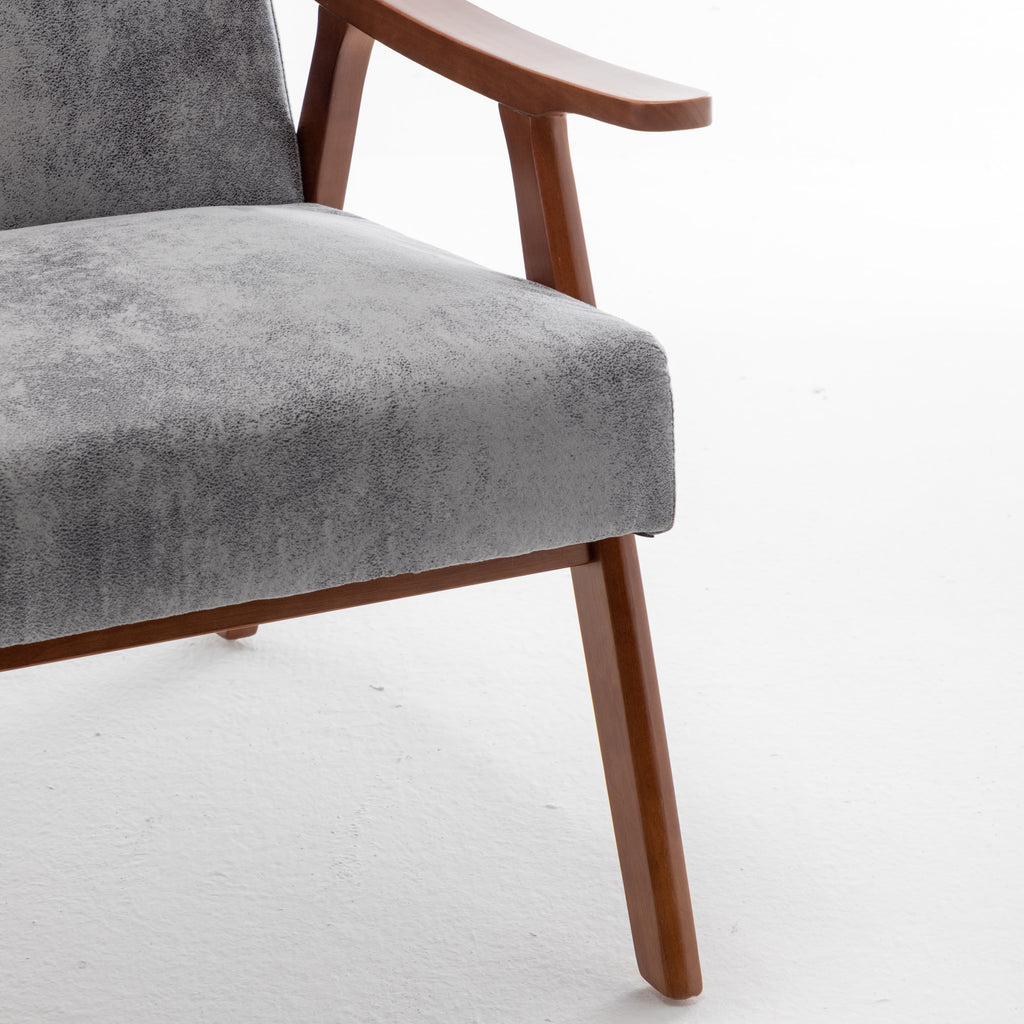 Mid-Century Modern Wingback Accent Chair with Solid Wood Frame and Extra-Thick Backrest – Lounge Chair for Living Room, Bedroom, or Reading Room - Grand Goldman Shop